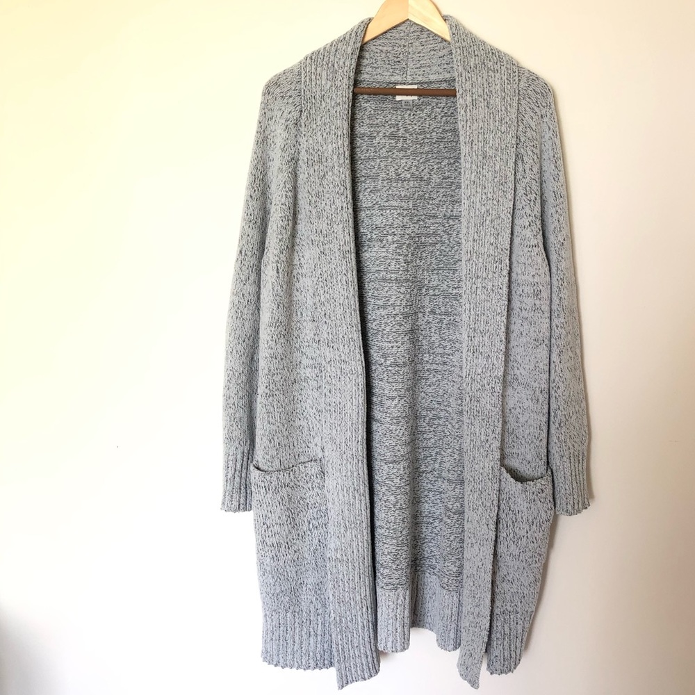 long gray sweater